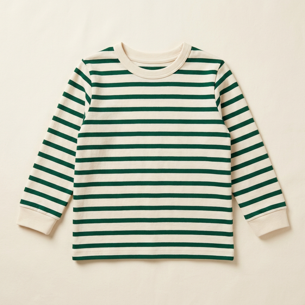 Everyday Stripe Tee in Cream / Forest