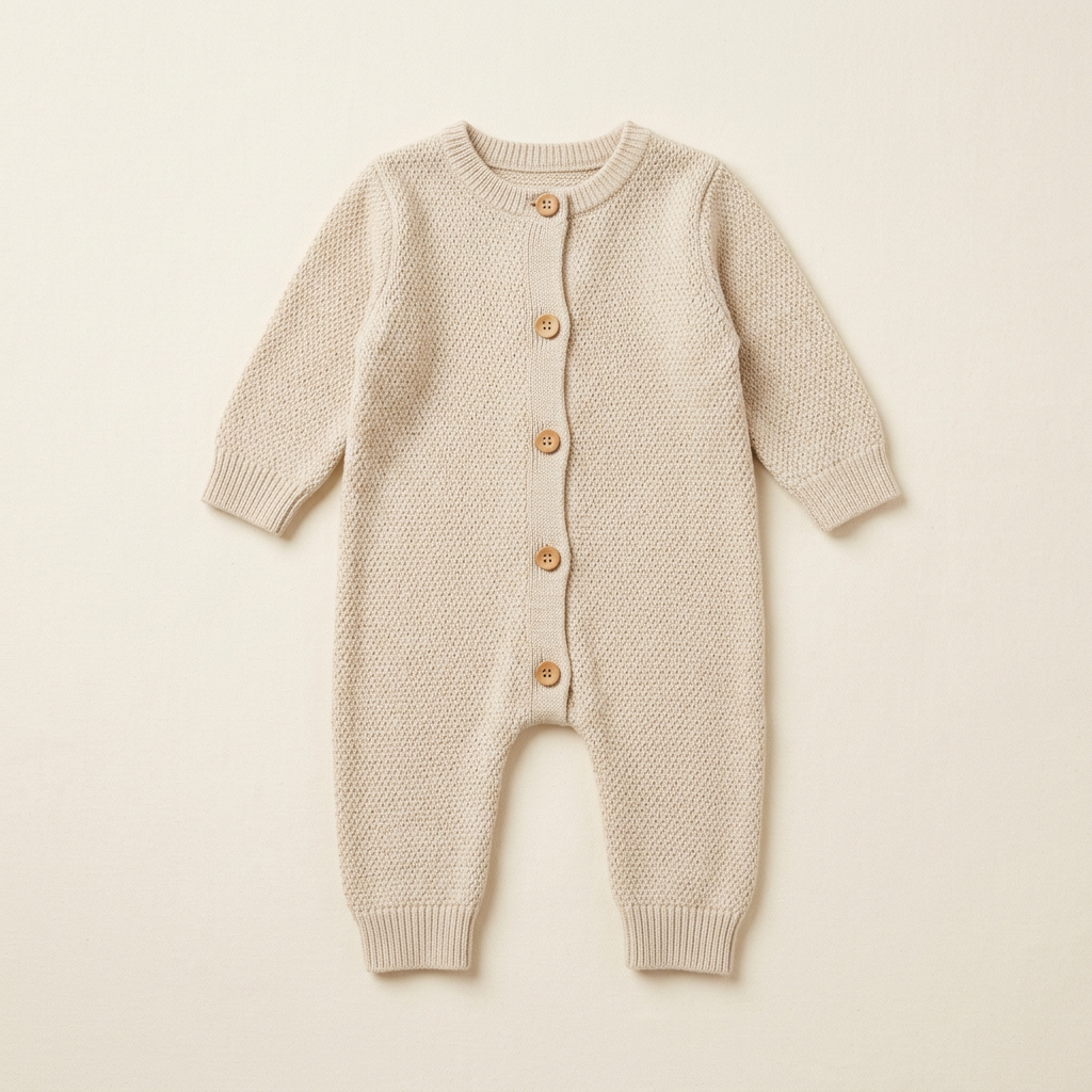 Organic Knit Romper in Oatmeal