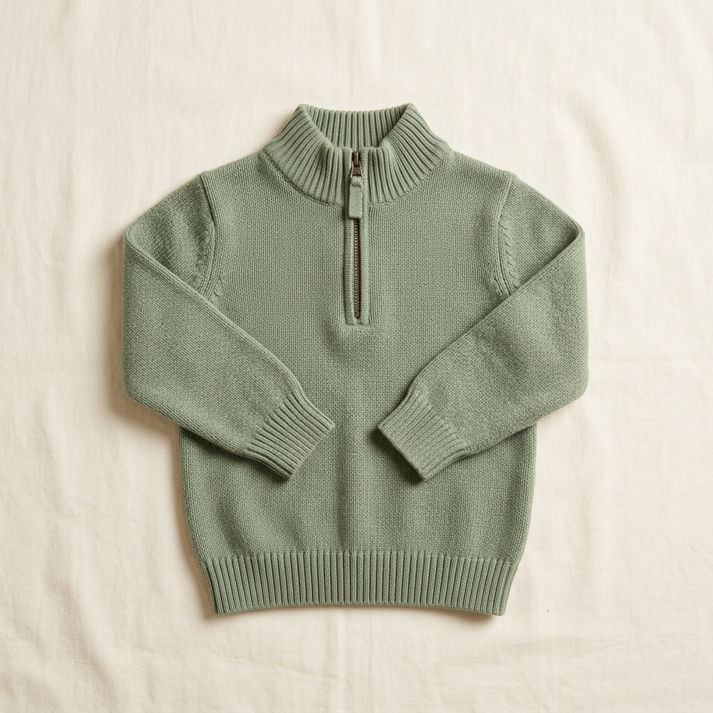 Knit Quarter Zip in Sage